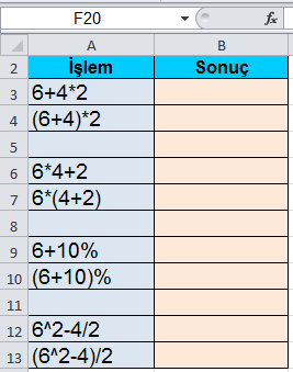 excel formül örnekleri